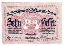 Avusturya 10 Heller 1920 ÇİL *Baden* YKP5823 - 1