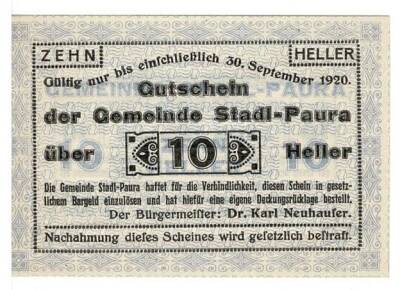 Avusturya 10 Heller 1920 ÇİL *Stadl-Paura* YKP5739 - 1