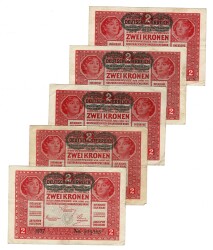 Avusturya 1917 Yılı 2 Kronen ÇT (5 Adet) YKP8781 - 