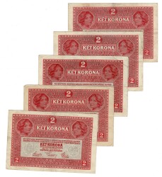 Avusturya 1917 Yılı 2 Kronen ÇT (5 Adet) YKP8781 - 2