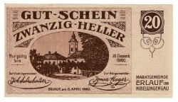 Avusturya 20 Heller 1920 ÇA *Erlauf* YKP5805 - 1