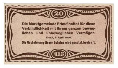 Avusturya 20 Heller 1920 ÇA *Erlauf* YKP5805 - 2