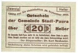 Avusturya 20 Heller 1920 ÇİL *Stadl-Paura* YKP5772 - Gökçekoleksiyon