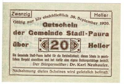 Avusturya 20 Heller 1920 ÇİL *Stadl-Paura* YKP5772 - 1