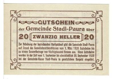 Avusturya 20 Heller 1920 ÇİL *Stadl-Paura* YKP5772 - 2