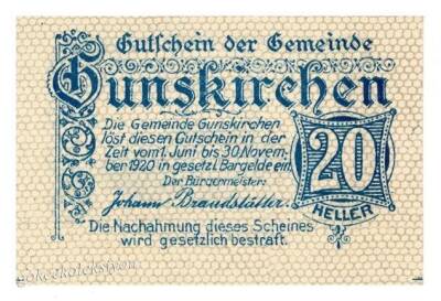 Avusturya 20 Heller Notgeld -Gunskirchen YKP1114 - 1