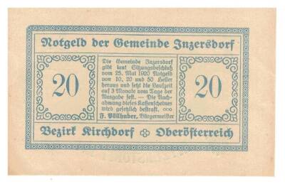 Avusturya 20 Heller Notgeld YKP1160 - 2