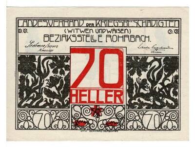 Avusturya 70 Heller 1920 ÇİL *Rohrbach* YKP5824 - 1