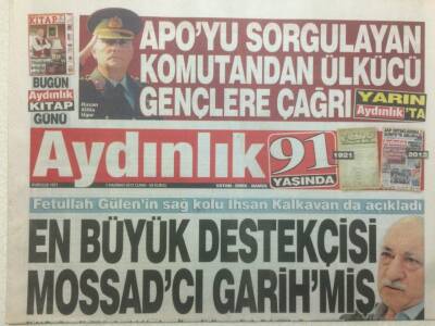 Aydınlık Gazetesi 1 Haziran 2012 - Fethullah Gülenin En Büyük Destekçisi Mossadcı Garihmiş GZ47701 - 1