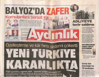 Aydınlık Gazetesi 1 Nisan 2015 - Saraydan Davutoğluna 70 Kontenjan - Finikede Köylünün ÇED Raporu Mücadelesi GZ94375 - 1