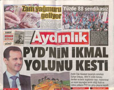 Aydınlık Gazetesi 1 Şubat 2018 - Afrin Harekatının Hedefinde ABD Var - PYDnin İkmal Yolunu Kesti GZ94686 - 1