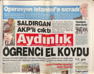 Aydınlık Gazetesi 10 Nisan 2014 - ABD-Erdoğan Arasında Gizli Suriye Anlaşması - Sakarya Üniversitesi Öğrencileri Senato Salonunda GZ94329 - 1