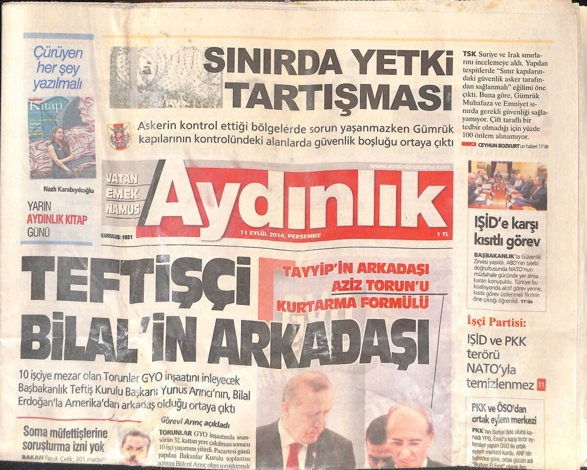 Aydınlık Gazetesi 11 Eylül 2014 - Sınırda Yetki Tartışması - Kamuda Yasadışı Taşeronlaştırma GZ135333 - 1