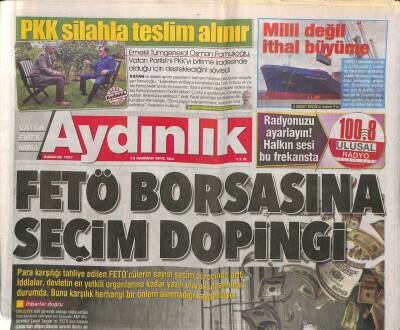 Aydınlık Gazetesi 12 Haziran 2018 - Donald Trump İle Kim Jong-un Bugün Singapurda Buluşacak - PKK Silahla Teslim Alınır GZ94310 - 1