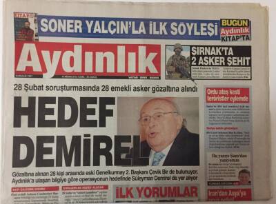 Aydınlık Gazetesi 13 Nisan 2012 - 28 Şubat Soruşturmasında 28 Emekli Asker Gözaltına Alındı Hedef Demirel GZ26349 - 1