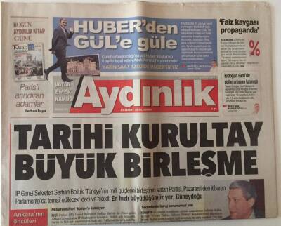 Aydınlık Gazetesi 13 Şubat 2015 - Tarihi Kurultay Büyük Birleşme GZ28477 - 1