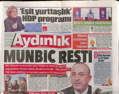 Aydınlık Gazetesi 13 Şubat 2018 - İsrail Saldırdı El Kaide Selamladı - ABDden Afrin İtirafı GZ94332 - 1
