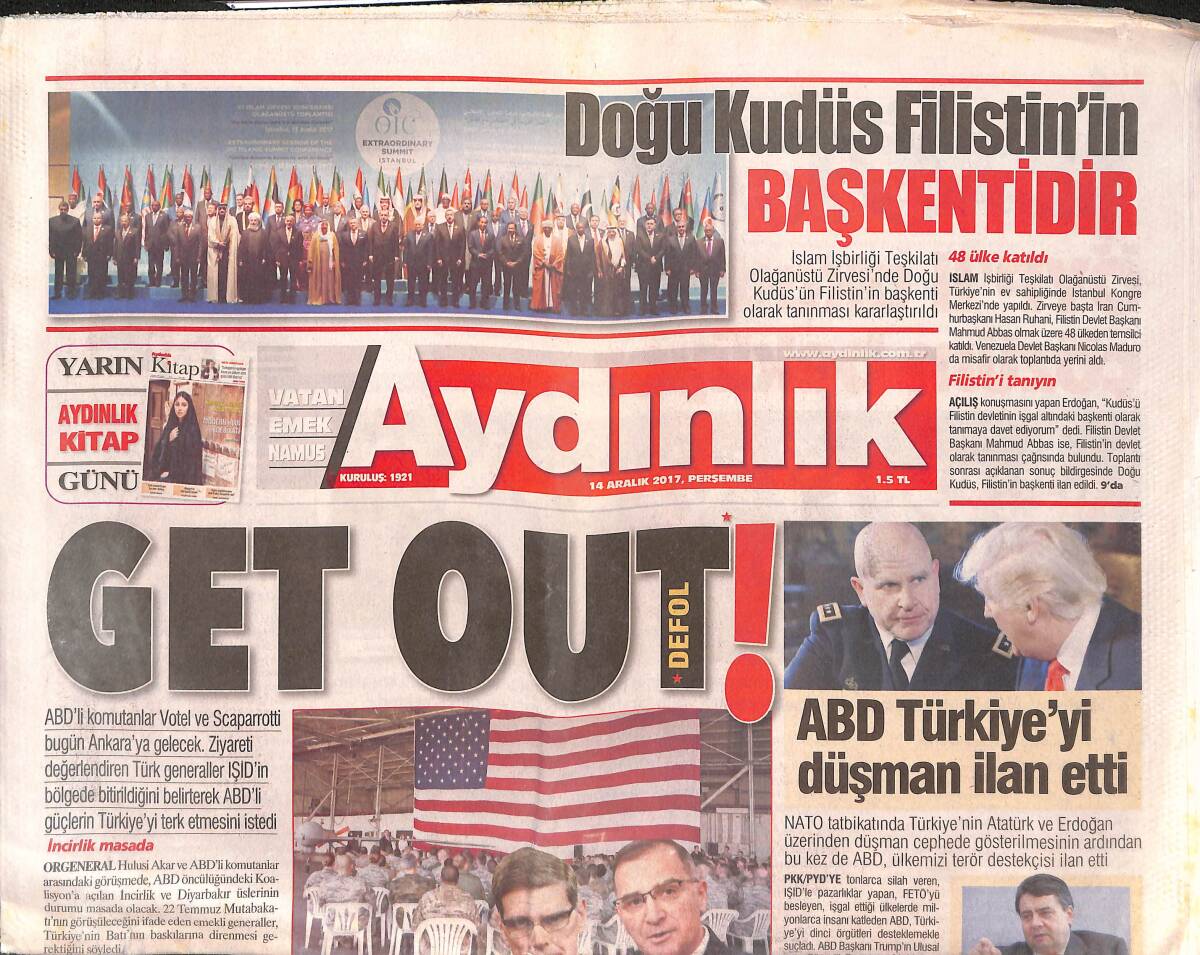 Aydınlık Gazetesi 14 Aralık 2017 - ABD Türkiye'yi Düşman İlan Etti - Fatih Altaylı Özür Diledi GZ135418 - 1