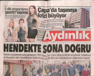 Aydınlık Gazetesi 14 Mart 2016 - Çapada Taşınma Krizi Büyüyor - Mahruki AKUTun 20. Yılını Anlattı GZ94667 - 1