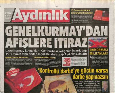 Aydınlık Gazetesi 14 Temmuz 2017 - Gazeteci Okay Gönensin Vefat Etti - Yeşilçamın Öncü Oyuncusu Fikret Hakan GZ94320 - 1