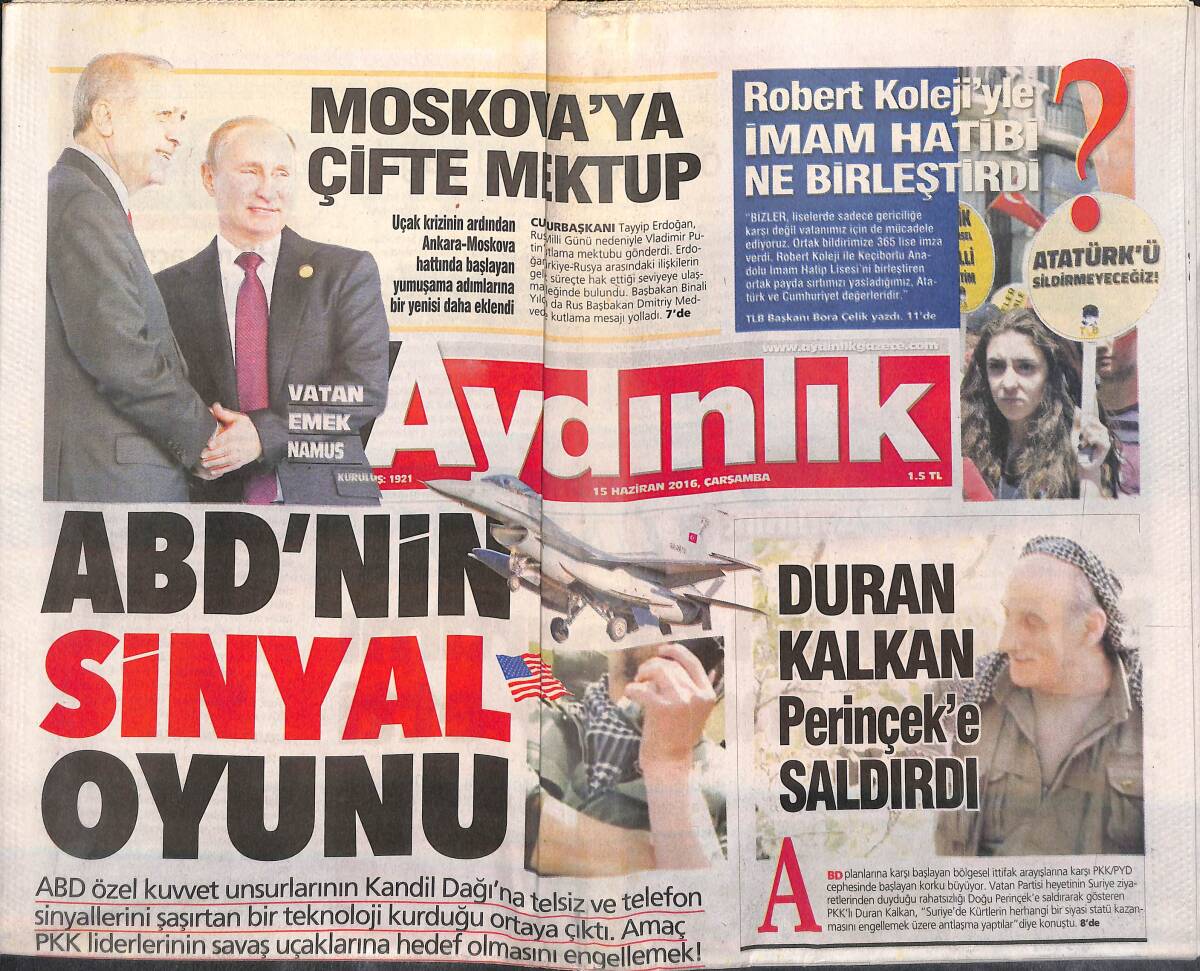 Aydınlık Gazetesi 15 Haziran 2016 - Asgari Ücret Zammı Eriyor - Türkiye'de Çiçek Tehlikesi GZ135445 - 1