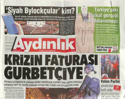 Aydınlık Gazetesi 15 Mart 2017 - Arapça Milli Marş Kaymakam Onaylı - Ab Atlantik ten Koparken Birliğini Koruyabilecek GZ95136 - 1