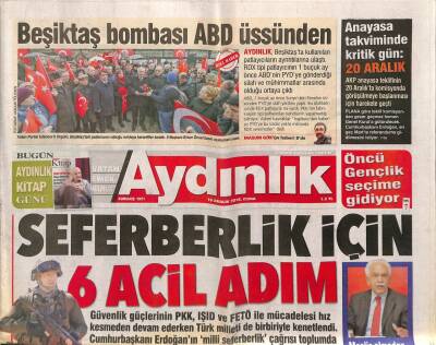 Aydınlık Gazetesi 16 Aralık 2016 - Beşiktaşta ABD Ve İngiltere İzi - ABD Çatışmaları Yeniden Başlatmaya Çalışıyor GZ95203 - 1