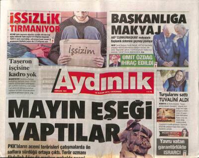 Aydınlık Gazetesi 16 Kasım 2016 - Bylockçu Akademisyenleri Modem Ele Verdi - Suriyenin Orkestrası İnci Özdile Emanet GZ94299 - 1