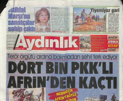 Aydınlık Gazetesi 16 Mart 2018 - Avrupada Yaşayan Türklerden Çağrı Saldırgan PKKyı Durdurun - İsrail Rumlardan Para İstedi GZ94302 - 1