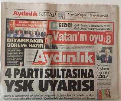 Aydınlık Gazetesi 17 Nisan 2015 - 4 Parti Sultasına YSK Uyarısı GZ28501 - 1