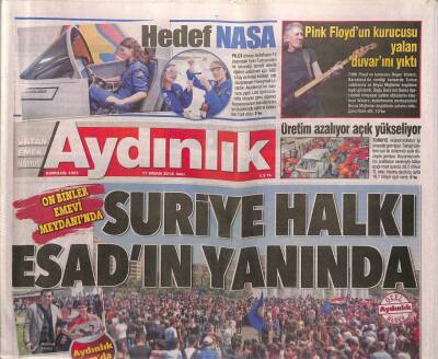 Aydınlık Gazetesi 17 Nisan 2018 - Pink Floydun Kurucusu Yalan Duvarını Yıktı - Yunan Kışkırtmasına SAT Müdahalesi GZ94368 - 1