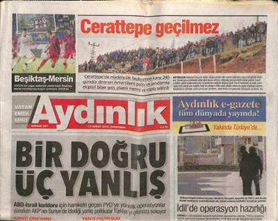 Aydınlık Gazetesi 17 Şubat 2016 - Hem PYD Hem Işid Vuruldu - İdilde Operasyon Hazırlığı GZ96379 - 1