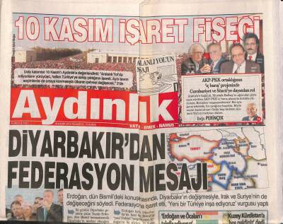 Aydınlık Gazetesi 18 Kasım 2013 - Mısır Halkı Erdoğan Posterlerini Yaktı - Diyarbakırdan Federasyon Mesajı GZ94594 - 1