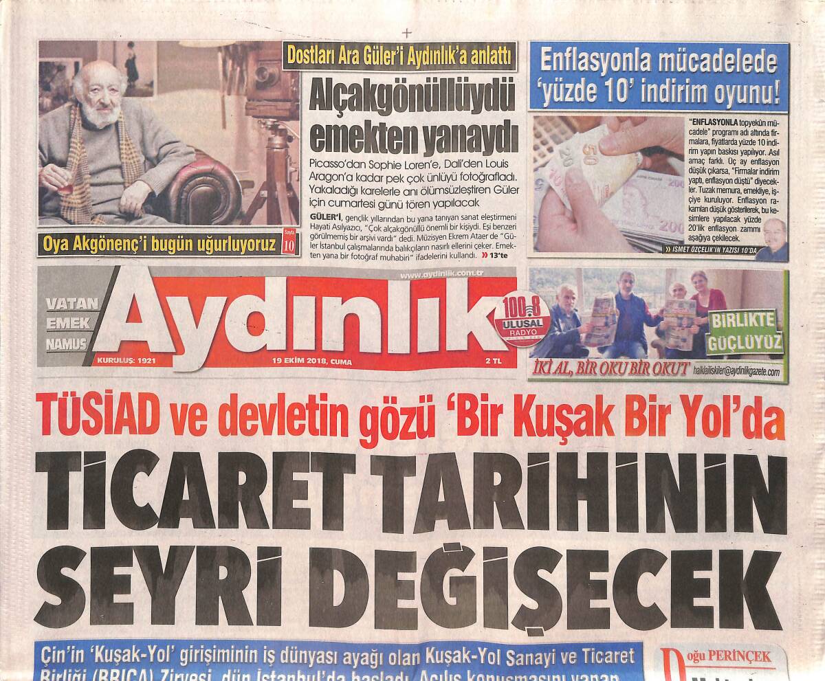 Aydınlık Gazetesi 19 Ekim 2018 - Ticaret Tarihinin Seyri Değişecek - Yeni Elçi Jami Olacak GZ135338 - 1