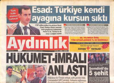 Aydınlık Gazetesi 19 Kasım 2012 - Hükümet-İmralı Anlaştı - Esad Türkiye Kendi Ayağına Kurşun Sıktı GZ125547 - 1