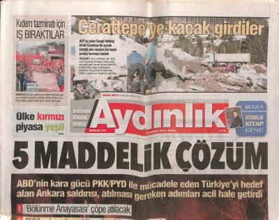 Aydınlık Gazetesi 19 Şubat 2016 - İdilde Terör Operasyonu - Davutoğlu ABD Ve NATOyu İşaret Etti GZ94699 - 1