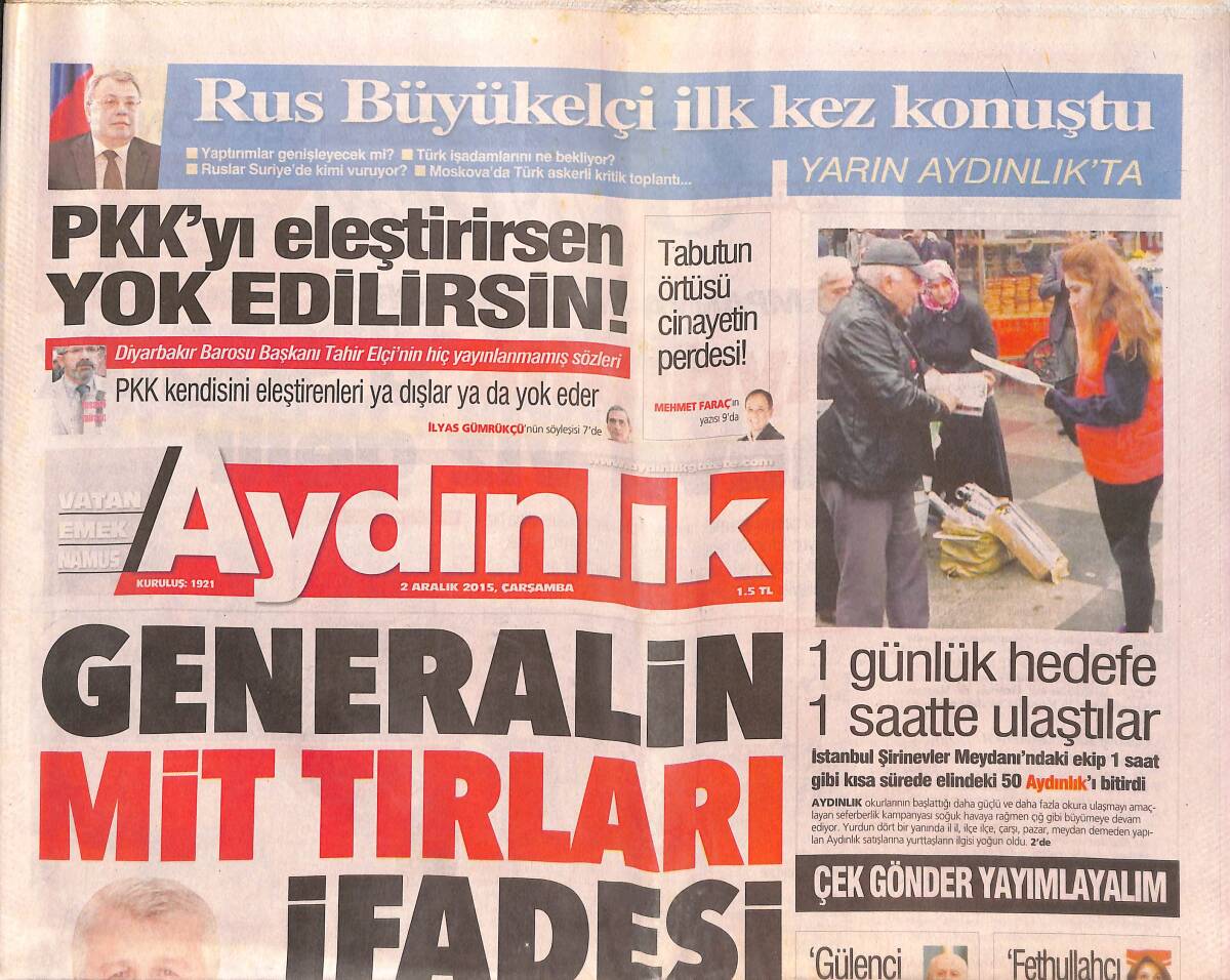 Aydınlık Gazetesi 2 Aralık 2015 - Obama'dan Türkiye'ye Dolaylı Destek - Bursaspor'da İstifa Depremi GZ135415 - 1