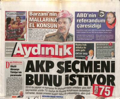Aydınlık Gazetesi 2 Ekim 2017 - 75 Milyon Liraya Tarikat Okulu Yaptı - Bağımsızlık Girişimi İspanyayı Kışkırttı GZ95206 - 1