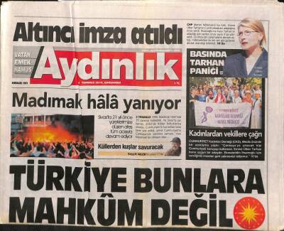 Aydınlık Gazetesi 2 Temmuz 2014 - Biber Gazı Atılırken Sloganlara Eşlik Ettik - 43 Subayımıza Özgürlük GZ95514 - 1