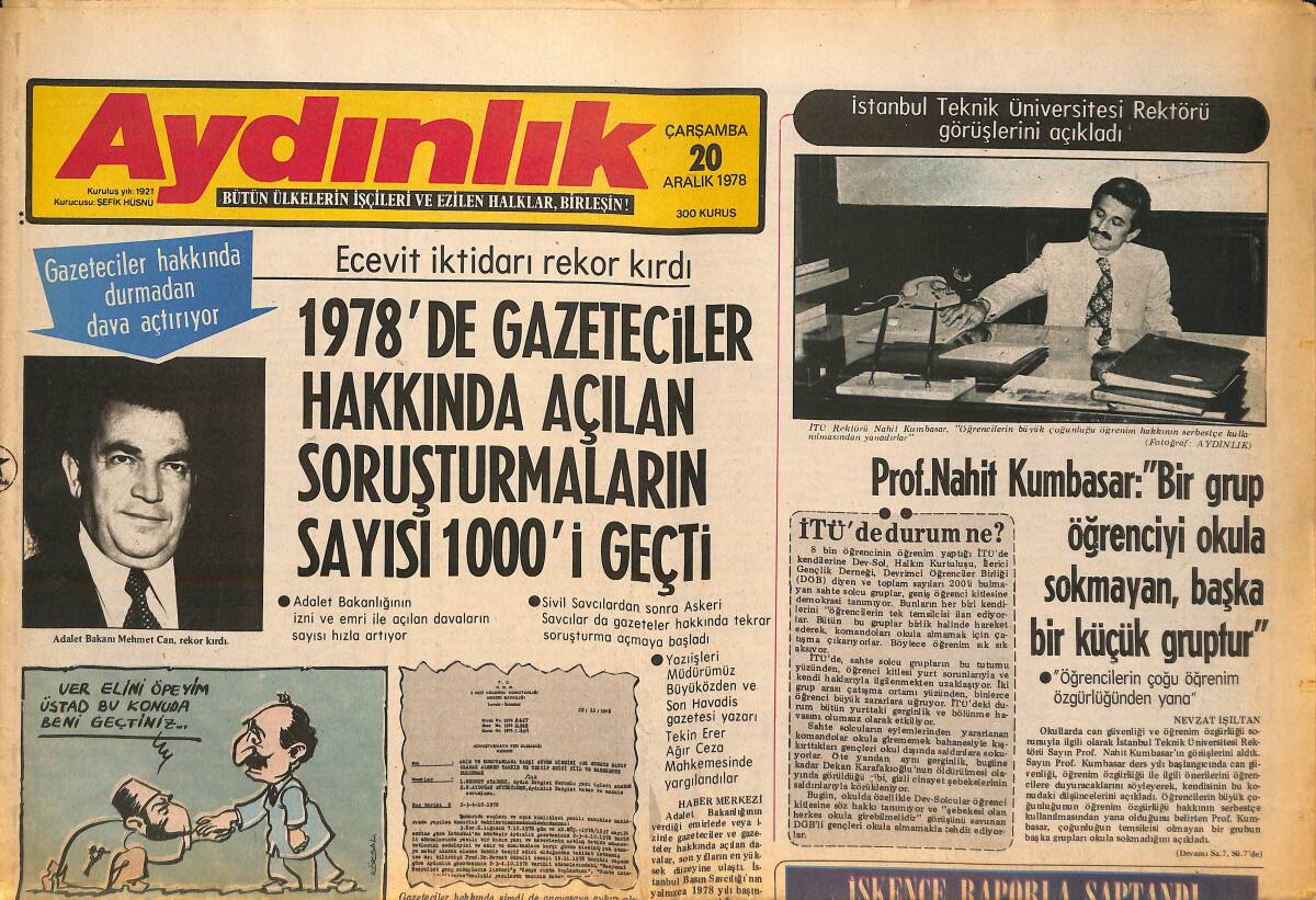 Aydınlık Gazetesi 20 Aralık 1978 - Bülent Ecevit İktidarı Rekor Kırdı - Dünya'nın İki Güç Merkezine Bölünmesi Sona Erdi! GZ138627 - 1