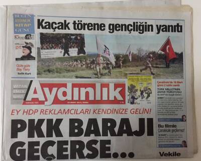 Aydınlık Gazetesi 20 Mart 2015 - PKK Barajı Geçerse ... GZ26351 - 1