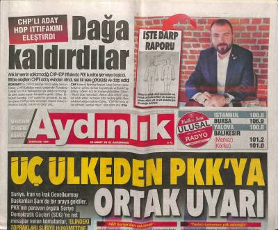 Aydınlık Gazetesi 20 Mart 2019 - Pompeo İkinci Kez Ortadoğu Turunda - CHPli Aday HDP İttifakını Eleştirdi GZ94685 - 1