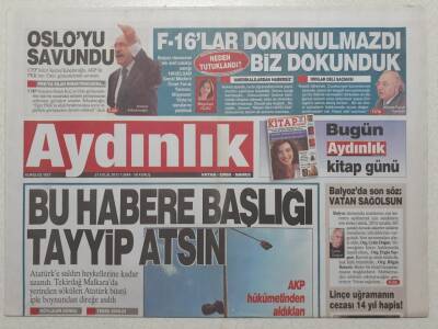 Aydınlık Gazetesi 21 Eylül 2012 - F-16lar Dokunulmazdı Biz Dokunduk GZ53075 - 1