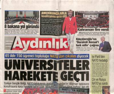 Aydınlık Gazetesi 21 Kasım 2017 - İşçinin Formülü Net Ayrımsız Kadro - Topçu NATO Üyeliğimiz Gözden Geçirmeliyiz GZ95199 - 1