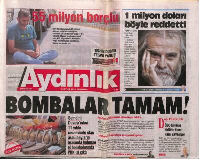 Aydınlık Gazetesi 22 Eylül 2016 - 600 Göçmen Akdeniz Sularında - Cerattepede Hakimi de Kurtardık ! GZ94675 - 1