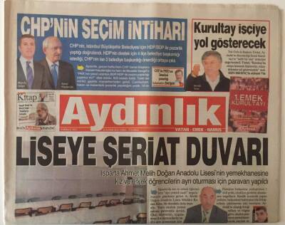 Aydınlık Gazetesi 22 Kasım 2013 - Liseye Şeriat Duvarı GZ28467 - 1