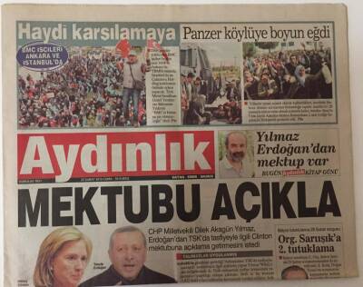 Aydınlık Gazetesi 22 Şubat 2013 - Erdoğandan TSKda Tasfiyeyle İlgili Clinton Mektubuna Açıklama Getirmesini İstedi GZ26895 - 1
