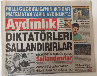 Aydınlık Gazetesi 23 Ağustos 2013 - Diktatörleri Sallandırırlar GZ26886 - 1
