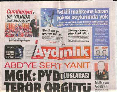 Aydınlık Gazetesi 23 Ekim 2015 - Çetin Altan Hayatını Kaybetti - Viyanada İbre Suriyeden Yana GZ94661 - 1