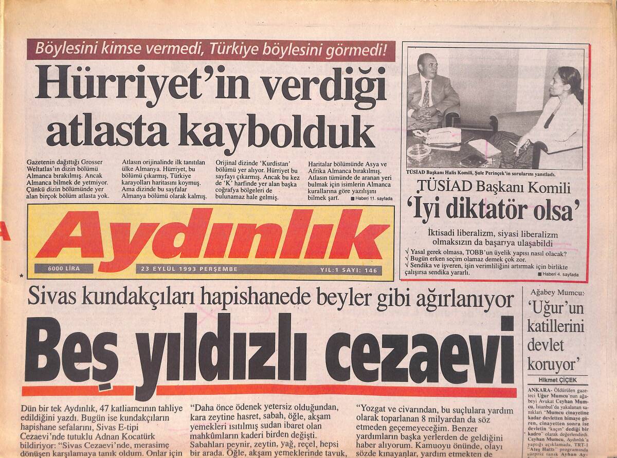 Aydınlık Gazetesi 23 Eylül 1993 - Nurseli İdiz Ne Oldu Sana - Moskova'da İkili İktidar GZ156034 - 1